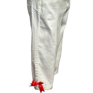 Capri Stretchy Denim Jeans accented with Red Bows